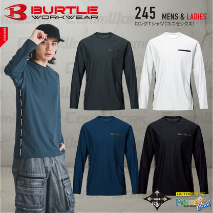 バートル BURTLE 245 ロングTシャツ 超接触冷感 4WAYストレッチトリコット 伸長率40%以上 ナイロン80% UPF50+ 吸汗速乾 消臭 シームレスポケット  ユニセックス