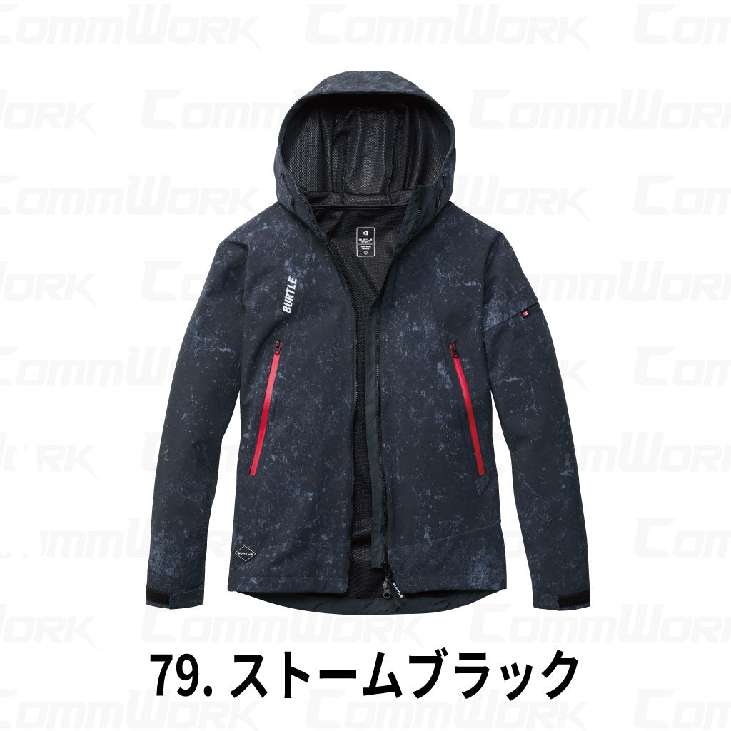 BURTLE 3190 フーデッドジャケット 防風 耐水圧10000mm 強撥水 ストレッチ 3層構造 ダブルジップ マウンテンパーカー 防寒ブルゾン 男女兼用 作業服 作業着 バートル