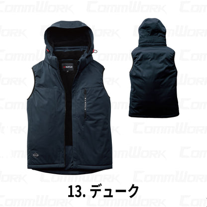 BURTLE 3264 ストレッチフーディ防寒ベスト 高密度ストレッチニット 耐水圧10000mm 防風 撥水 マイクロフリース 中綿 軽防寒 男女兼用 作業服 作業着 バートル