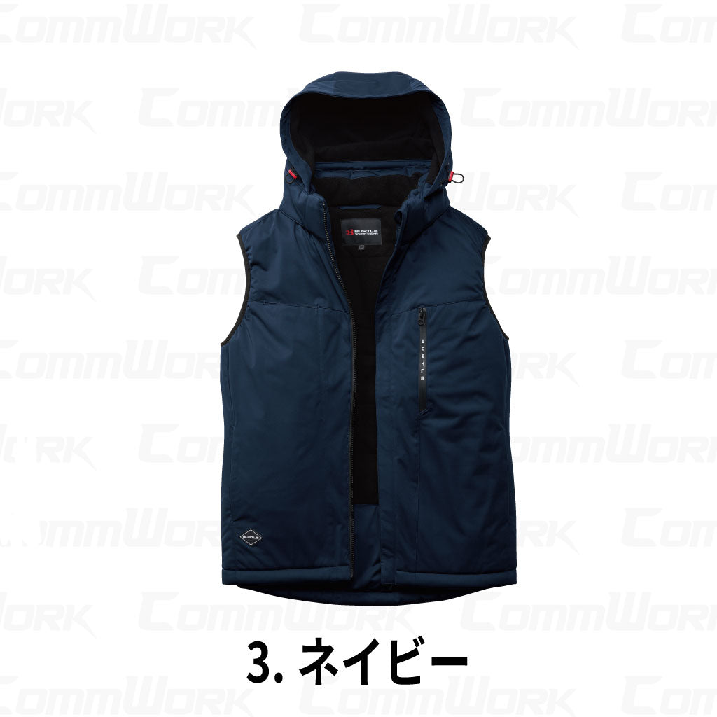 BURTLE 3264 ストレッチフーディ防寒ベスト 高密度ストレッチニット 耐水圧10000mm 防風 撥水 マイクロフリース 中綿 軽防寒 男女兼用 作業服 作業着 バートル