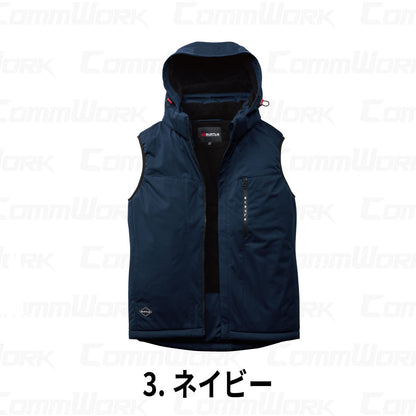 BURTLE 3264 ストレッチフーディ防寒ベスト 高密度ストレッチニット 耐水圧10000mm 防風 撥水 マイクロフリース 中綿 軽防寒 男女兼用 作業服 作業着 バートル