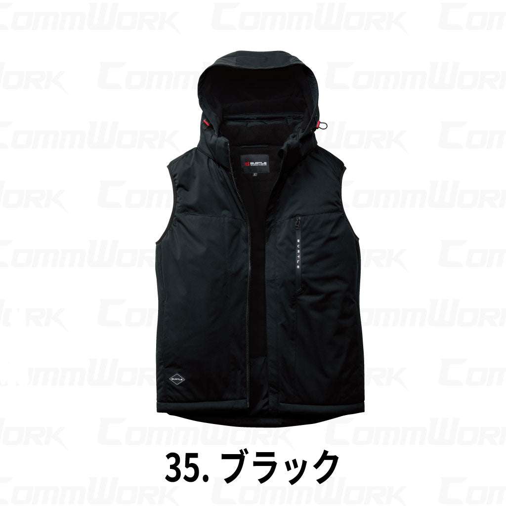 BURTLE 3264 ストレッチフーディ防寒ベスト 高密度ストレッチニット 耐水圧10000mm 防風 撥水 マイクロフリース 中綿 軽防寒 男女兼用 作業服 作業着 バートル