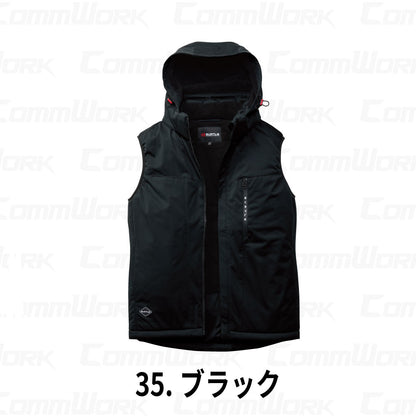 BURTLE 3264 ストレッチフーディ防寒ベスト 高密度ストレッチニット 耐水圧10000mm 防風 撥水 マイクロフリース 中綿 軽防寒 男女兼用 作業服 作業着 バートル
