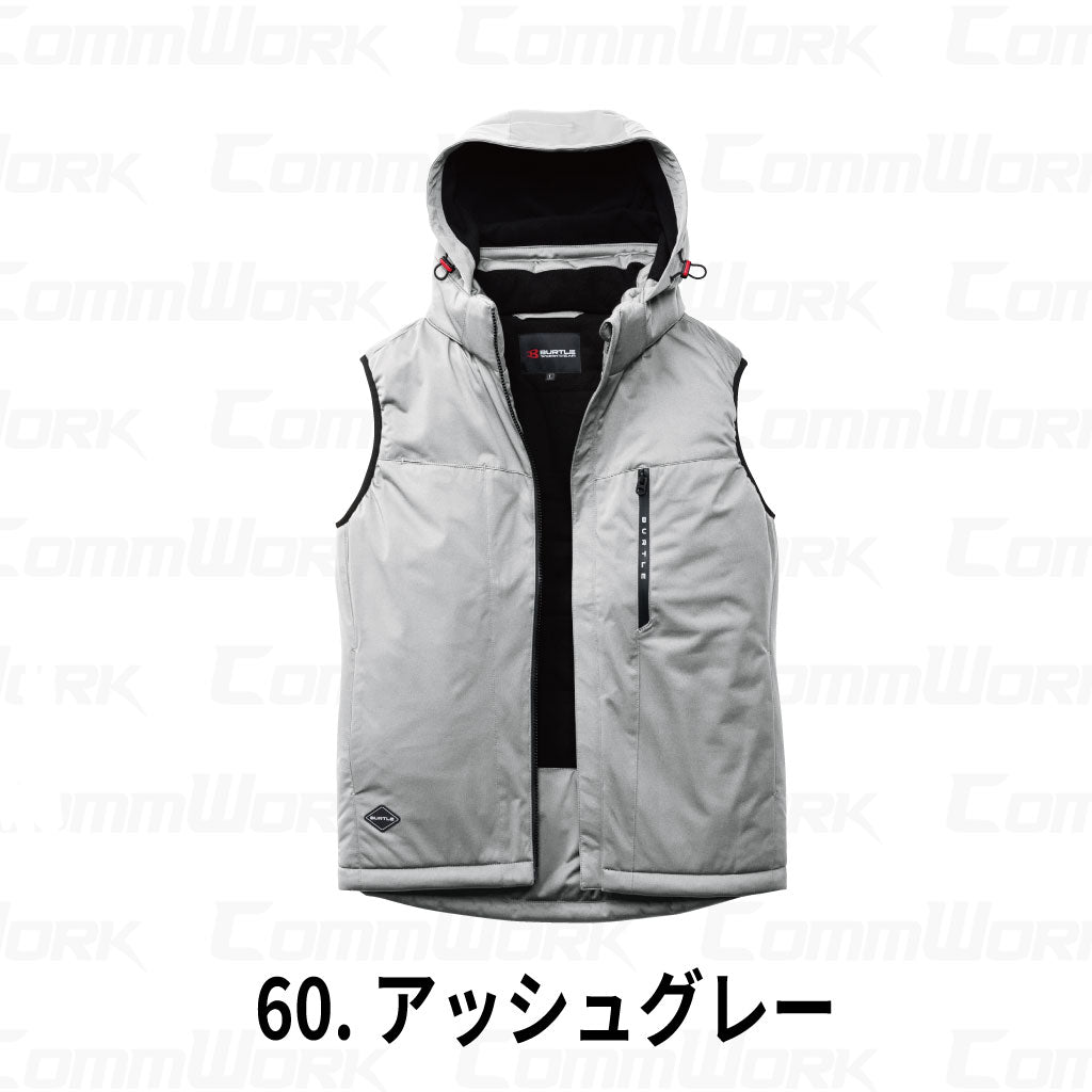 BURTLE 3264 ストレッチフーディ防寒ベスト 高密度ストレッチニット 耐水圧10000mm 防風 撥水 マイクロフリース 中綿 軽防寒 男女兼用 作業服 作業着 バートル