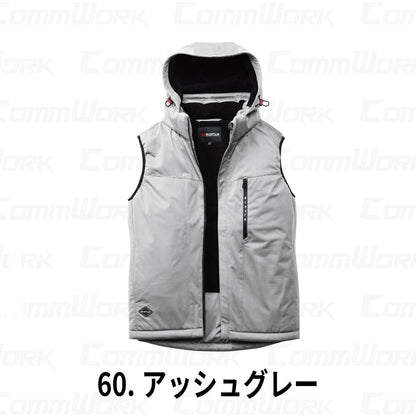 BURTLE 3264 ストレッチフーディ防寒ベスト 高密度ストレッチニット 耐水圧10000mm 防風 撥水 マイクロフリース 中綿 軽防寒 男女兼用 作業服 作業着 バートル