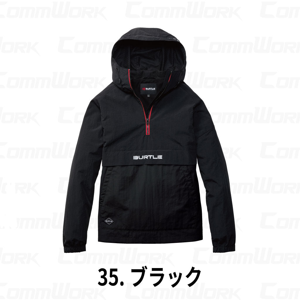BURTLE 4054 アノラックパーカ 防風 撥水 マイクロフリース サイドファスナー 裾ドローコード フード付き 軽量防寒 男女兼用 作業服 作業着 バートル