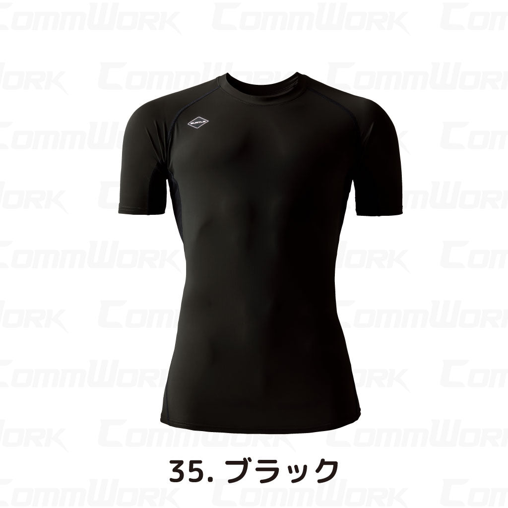 バートル BURTLE 4105 半袖コンプレッション アイスフィット 接触冷感 キシリトール冷感プリント 永久消臭 4WAYストレッチ UVカット ユニセックス