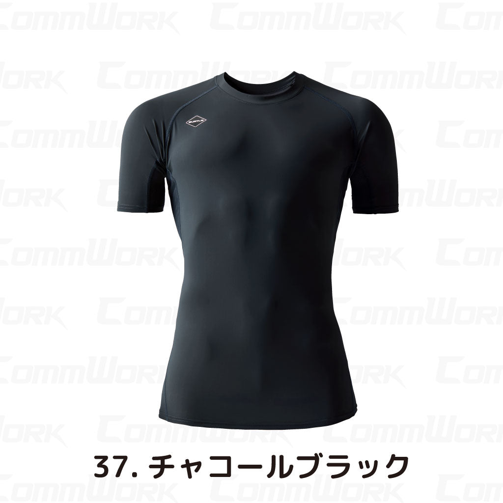 バートル BURTLE 4105 半袖コンプレッション アイスフィット 接触冷感 キシリトール冷感プリント 永久消臭 4WAYストレッチ UVカット ユニセックス