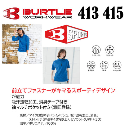 バートル 413 415 作業服 ポロシャツ 共通 機能説明