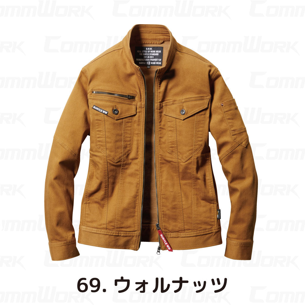 BURTLE 5001 ジャケット コーデュラストレッチデニム 伸長率27% ダブルジップ 耐摩耗性 スリムシルエット ブルゾン 作業服 作業着 バートル