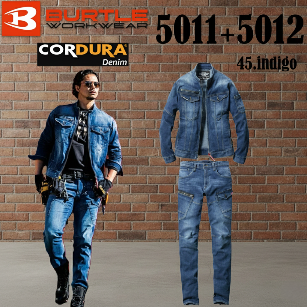 バートル  5011 ＋ 5012 作業服 上下セット インディゴ 春夏