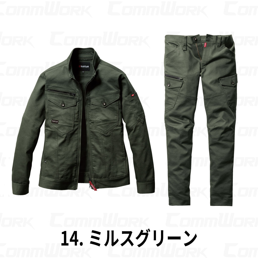 BURTLE 5021 5022 上下セット ジャケット カーゴパンツ CVCヘビーツイル 伸長率20% ダブルジップ 防縮加工 テーパードシルエット 作業服 作業着 バートル
