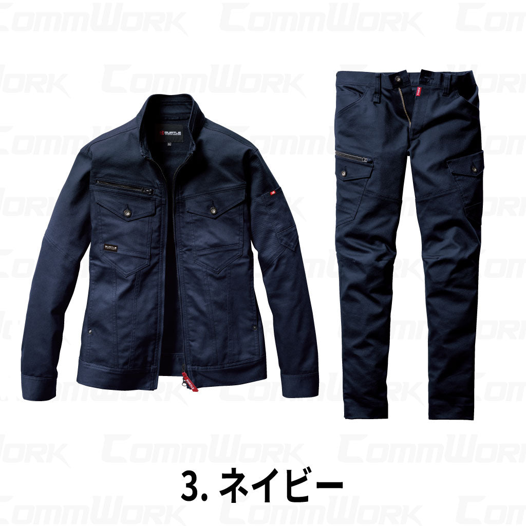 BURTLE 5021 5022 上下セット ジャケット カーゴパンツ CVCヘビーツイル 伸長率20% ダブルジップ 防縮加工 テーパードシルエット 作業服 作業着 バートル
