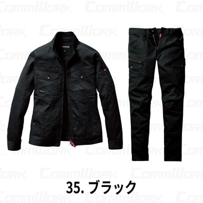 BURTLE 5021 5022 上下セット ジャケット カーゴパンツ CVCヘビーツイル 伸長率20% ダブルジップ 防縮加工 テーパードシルエット 作業服 作業着 バートル