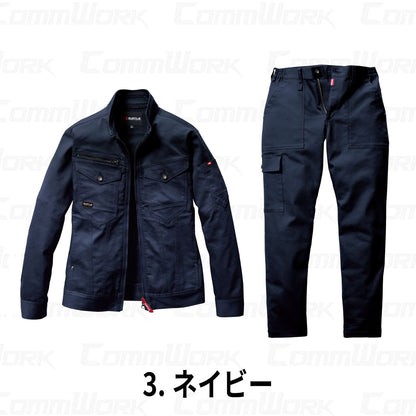 BURTLE 5021 5023 上下セット ジャケット ワイドカーゴパンツ CVCヘビーツイル 伸長率20% ダブルジップ 防縮加工 リラックステーパード 作業服 作業着 バートル
