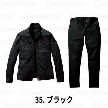 BURTLE 5021 5023 上下セット ジャケット ワイドカーゴパンツ CVCヘビーツイル 伸長率20% ダブルジップ 防縮加工 リラックステーパード 作業服 作業着 バートル