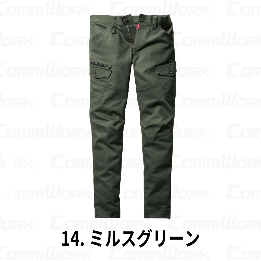 BURTLE 5022 カーゴパンツ 伸長率20% 防縮加工 テーパードシルエット スリムフィット ワークパンツ 作業服 作業着 バートル