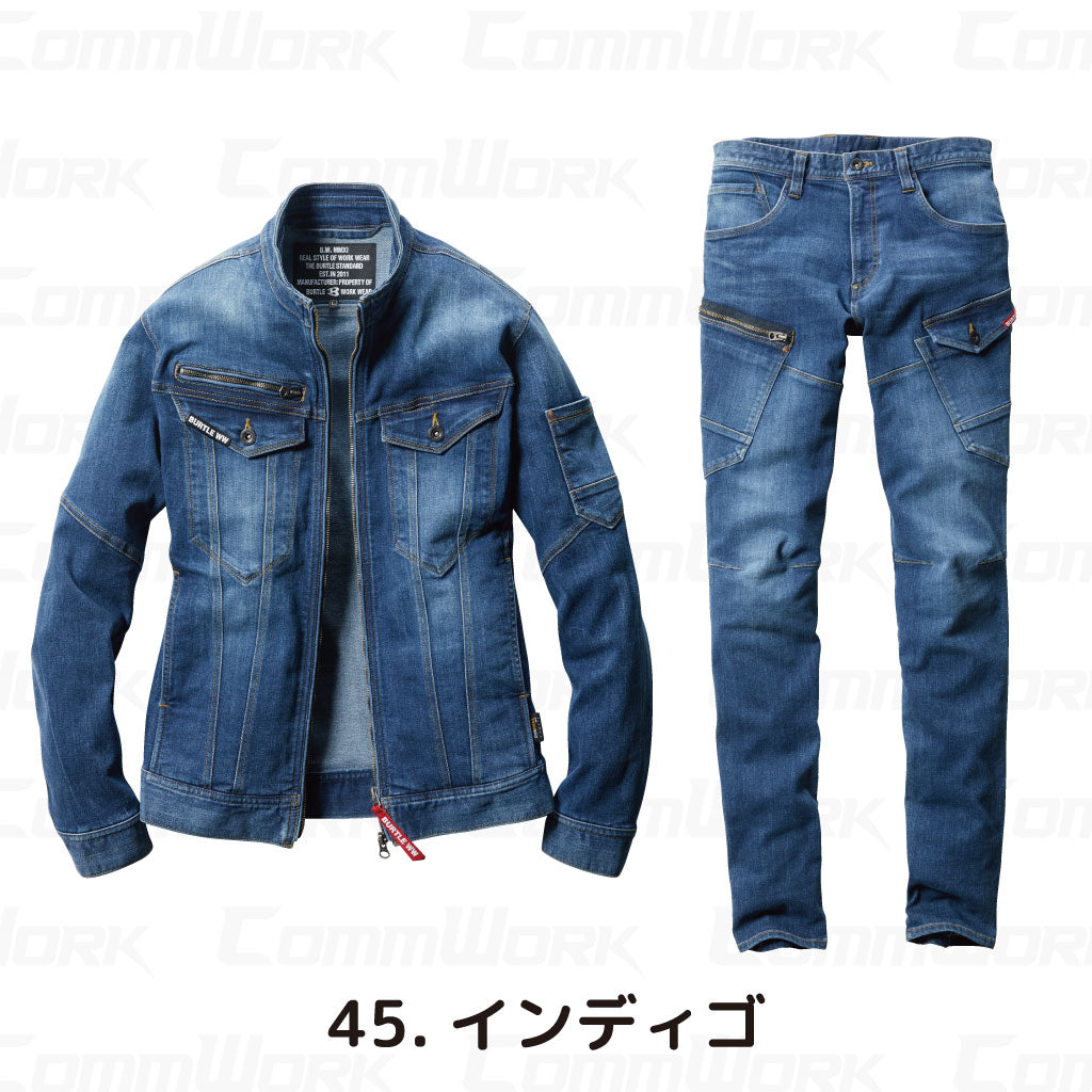 バートル BURTLE 春夏作業服 5011＆5012 上下セット ジャケット×カーゴパンツ コーデュラCOOLデニム クレイジーストレッチ 接触冷感 ユニセックス