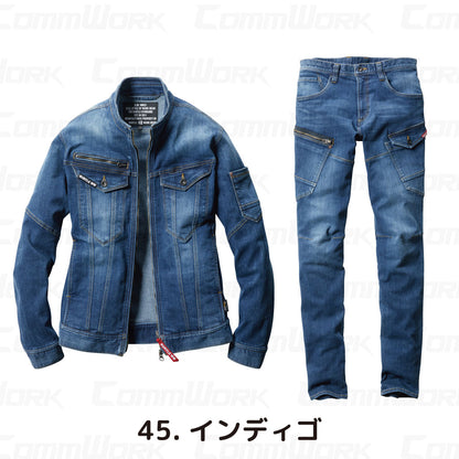 バートル BURTLE 春夏作業服 5011＆5012 上下セット ジャケット×カーゴパンツ コーデュラCOOLデニム クレイジーストレッチ 接触冷感 ユニセックス