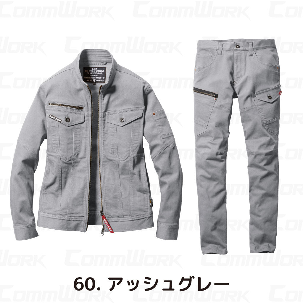 バートル BURTLE 春夏作業服 5011＆5012 上下セット ジャケット×カーゴパンツ コーデュラCOOLデニム クレイジーストレッチ 接触冷感 ユニセックス