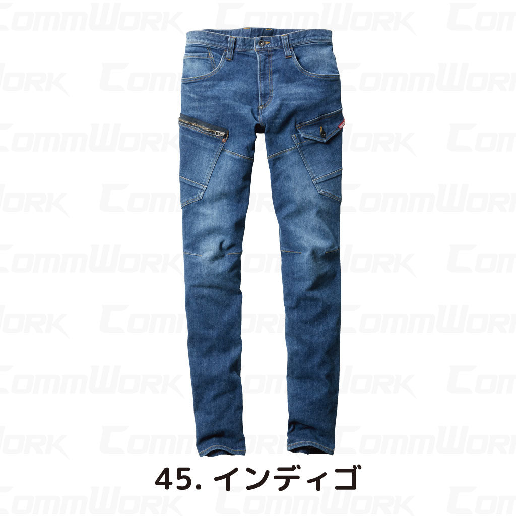 バートル BURTLE 5012 カーゴパンツ コーデュラCOOLデニム クレイジーストレッチ 接触冷感 春夏 ユニセックス 作業服 ズボン