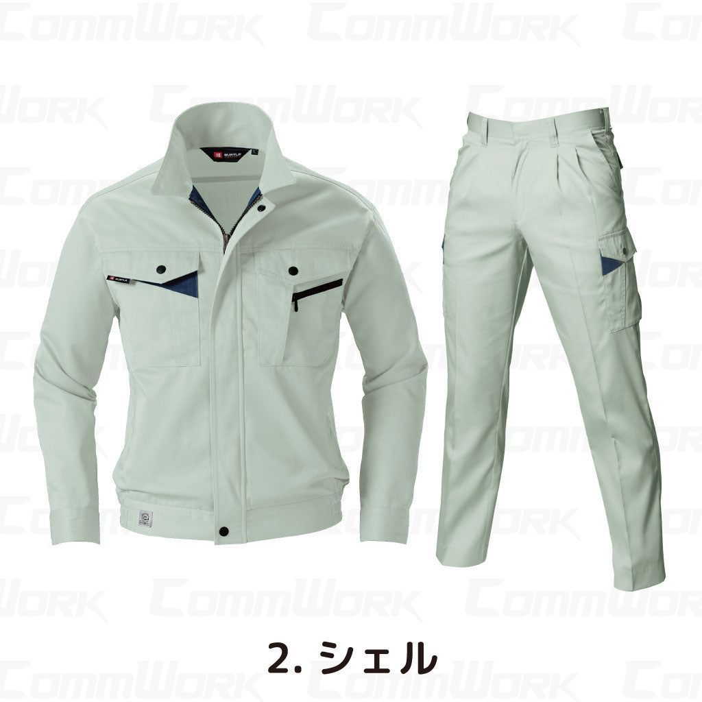 バートル BURTLE 春夏作業服 6021＆6026 上下セット 長袖ブルゾン×ツータックカーゴパンツ エコライトツイル 日本製素材 製品制電 JIS適合 エコマーク メンズ