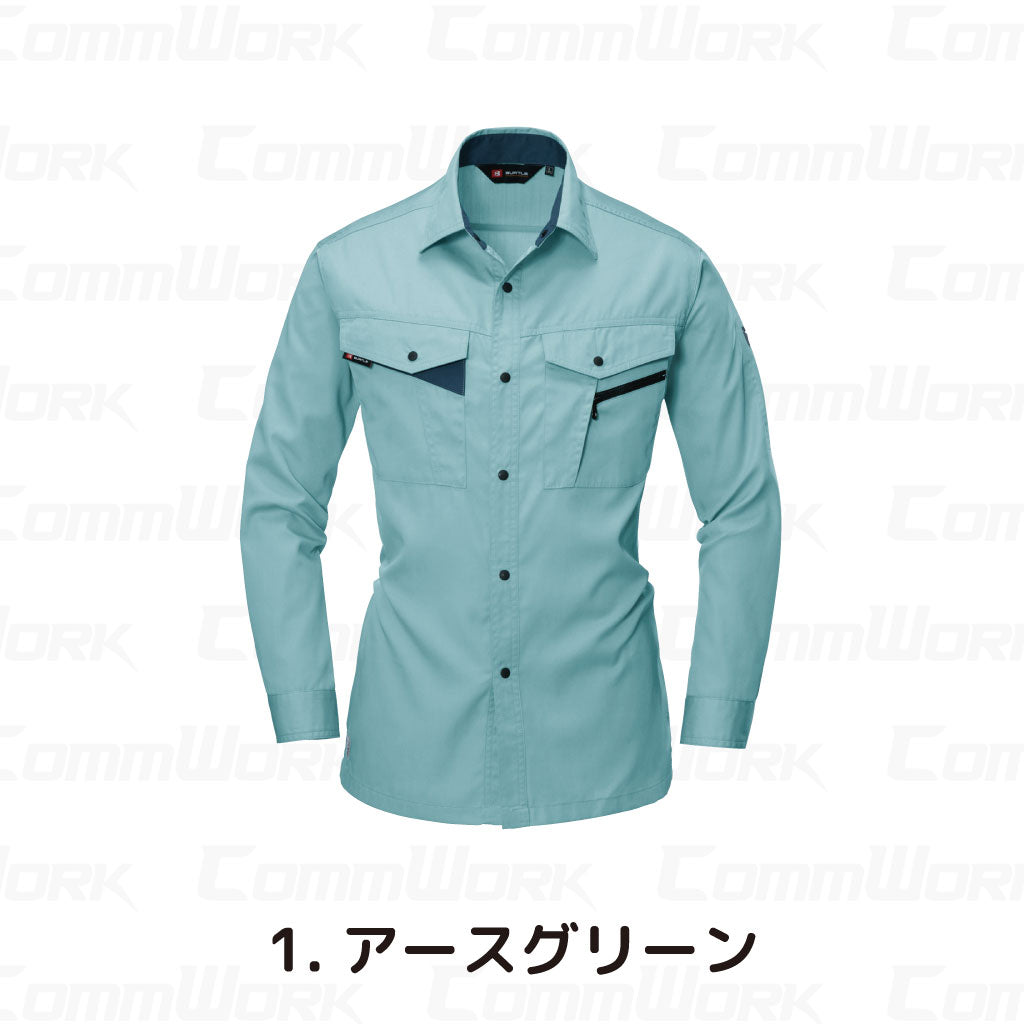 バートル BURTLE 6023 長袖シャツ エコライトチノ 日本製素材 製品制電 JIS適合 エコマーク 春夏 メンズ 作業服 ワークシャツ