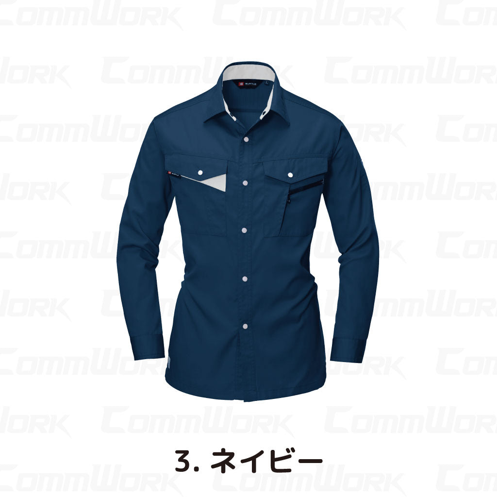 バートル BURTLE 6023 長袖シャツ エコライトチノ 日本製素材 製品制電 JIS適合 エコマーク 春夏 メンズ 作業服 ワークシャツ