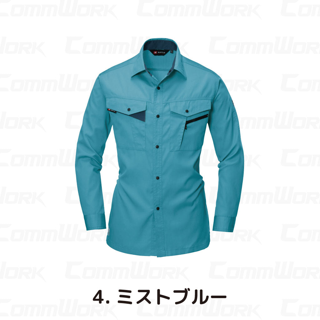 バートル BURTLE 6023 長袖シャツ エコライトチノ 日本製素材 製品制電 JIS適合 エコマーク 春夏 メンズ 作業服 ワークシャツ