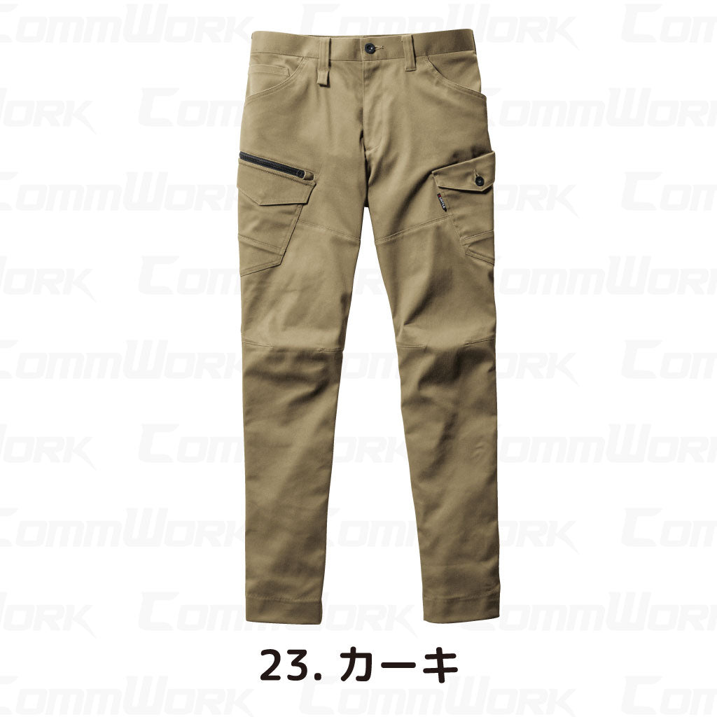 バートル BURTLE 672 カーゴパンツ クレイジーストレッチCool T/Cストレッチツイル 伸長率20% 吸汗速乾 スリム ユニセックス 作業服 ズボン
