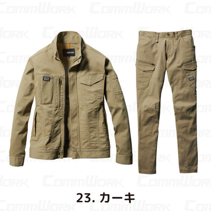 バートル BURTLE 通年作業服 681＆682 上下セット ジャケット×カーゴパンツ クレイジーストレッチ 綿ストレッチツイル スリム ユニセックス