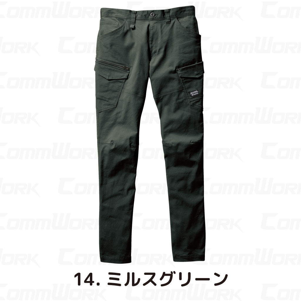 バートル BURTLE 682 カーゴパンツ 綿ストレッチツイル クレイジーストレッチ 伸長率20% 製品洗い加工 防縮  通年 ユニセックス 作業服 ズボン
