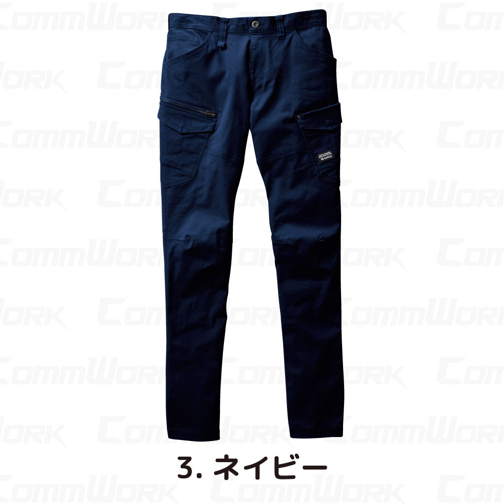 バートル BURTLE 682 カーゴパンツ 綿ストレッチツイル クレイジーストレッチ 伸長率20% 製品洗い加工 防縮  通年 ユニセックス 作業服 ズボン