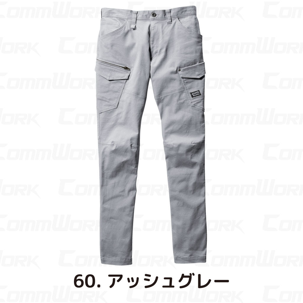 バートル BURTLE 682 カーゴパンツ 綿ストレッチツイル クレイジーストレッチ 伸長率20% 製品洗い加工 防縮  通年 ユニセックス 作業服 ズボン