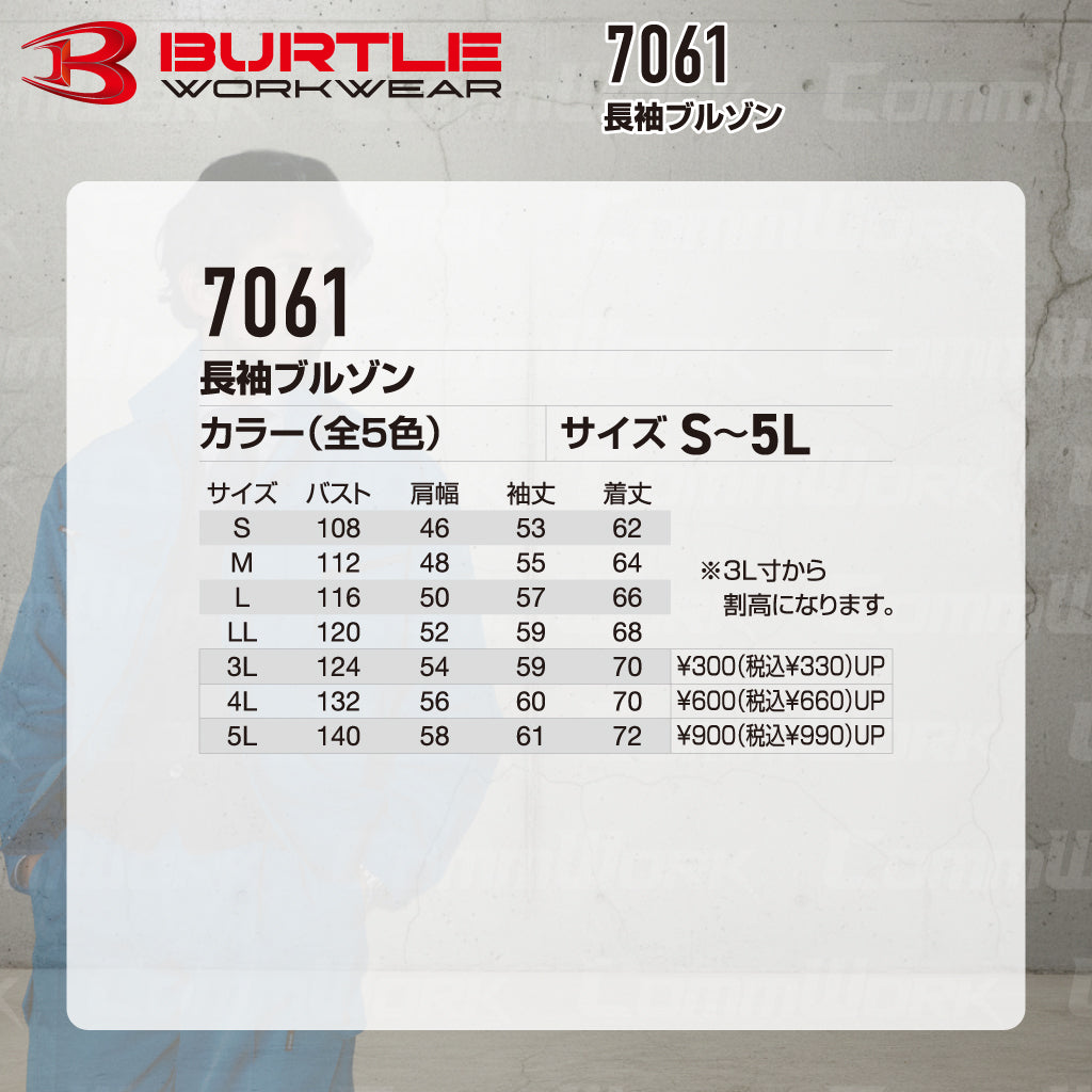 バートル BURTLE 7061 長袖ブルゾン ソフトトロピカル 日本製素材 ボディークーラー 吸汗速乾 防汚 製品制電 春夏 男女兼用 作業服 ジャケット
