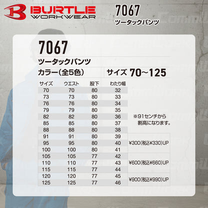 バートル BURTLE 7067 パンツ ソフトトロピカル 日本製素材 吸汗速乾 防汚 製品制電 春夏 男女兼用 作業服 スラックス ズボン
