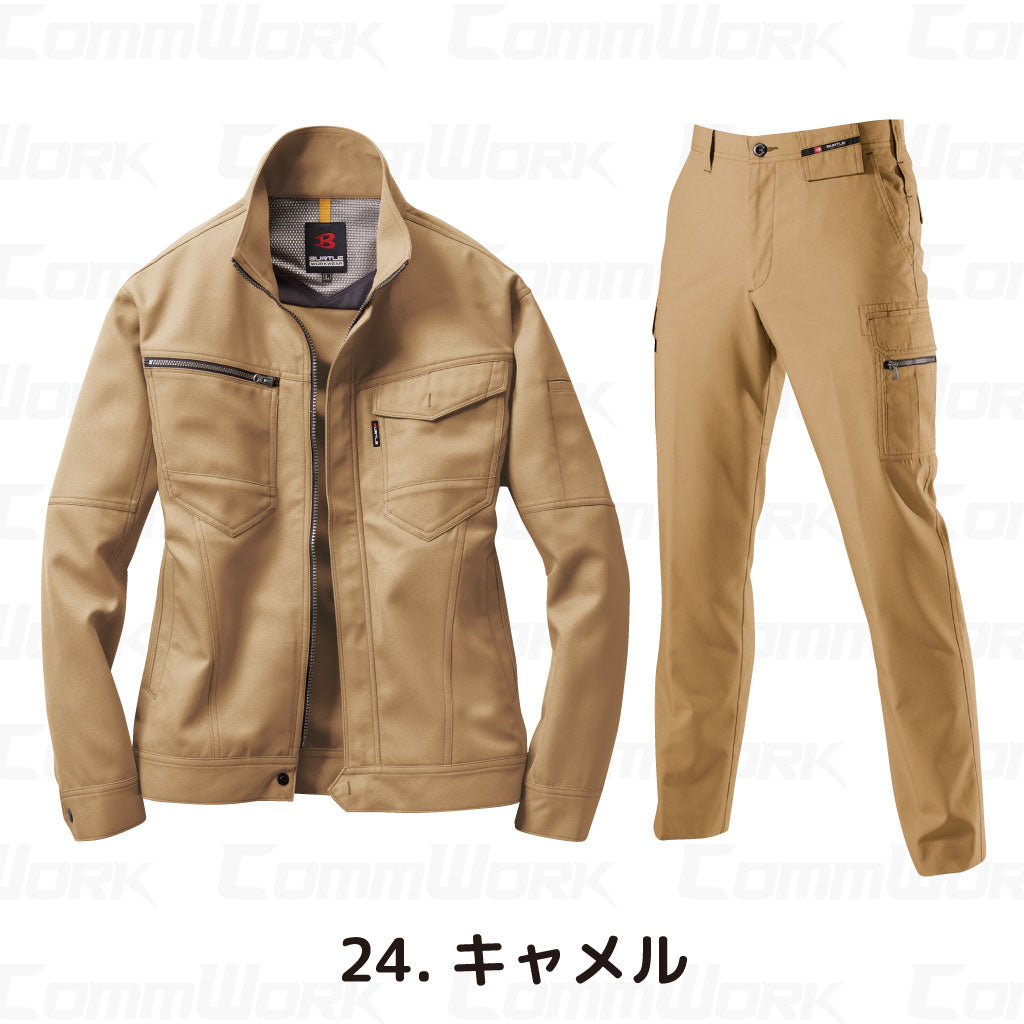 バートル BURTLE 春夏作業服 7091＆7096 上下セット 長袖ジャケット×カーゴパンツ ドビークロス 校倉構造 点接触清涼素材 JIS適合 男女兼用