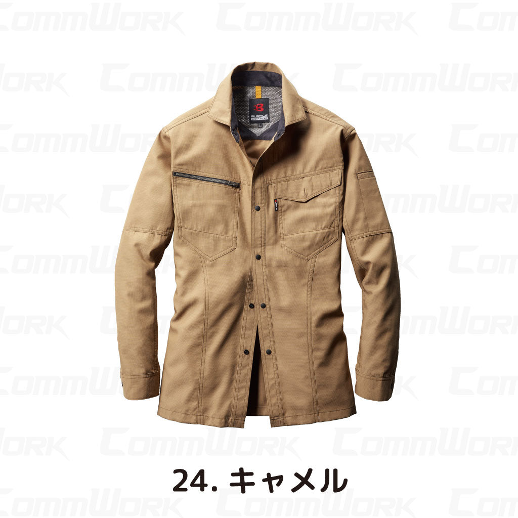 バートル BURTLE 7093 長袖シャツ ドビークロス 校倉構造 点接触清涼素材 吸汗速乾 製品制電 JIS適合 春夏 男女兼用 作業服