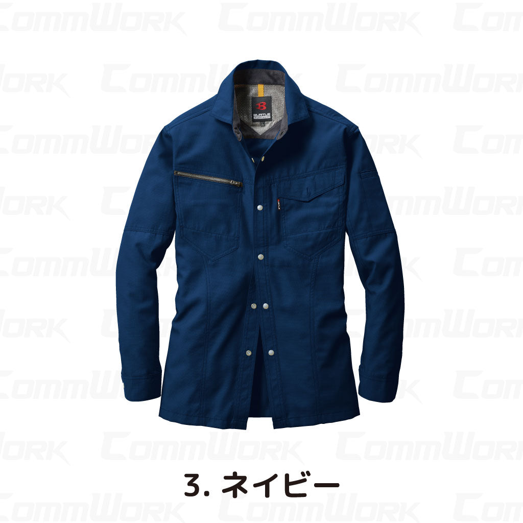 バートル BURTLE 7093 長袖シャツ ドビークロス 校倉構造 点接触清涼素材 吸汗速乾 製品制電 JIS適合 春夏 男女兼用 作業服