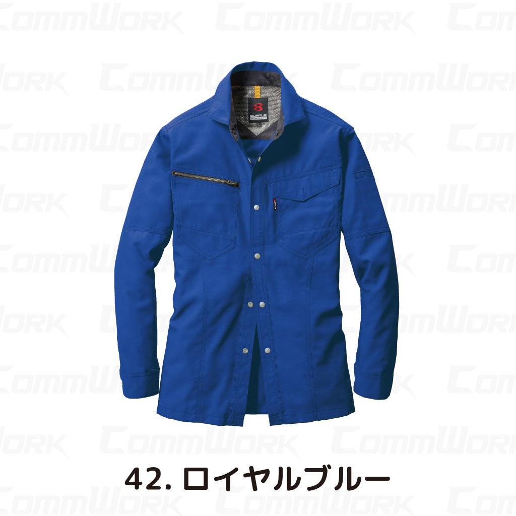 バートル BURTLE 7093 長袖シャツ ドビークロス 校倉構造 点接触清涼素材 吸汗速乾 製品制電 JIS適合 春夏 男女兼用 作業服