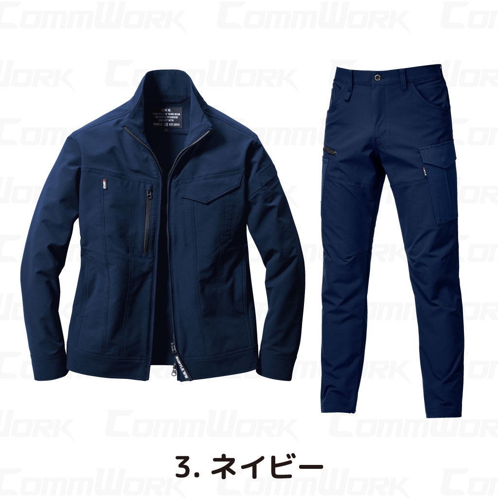 バートル BURTLE 春夏作業服 9511＆9512 上下セット 長袖ジャケット×カーゴパンツ エアーライト 4WAYストレッチ JIS適合 男女兼用