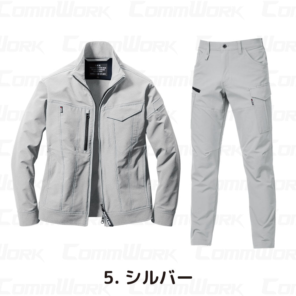 バートル BURTLE 春夏作業服 9511＆9512 上下セット 長袖ジャケット×カーゴパンツ エアーライト 4WAYストレッチ JIS適合 男女兼用
