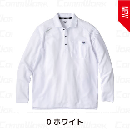 ディッキーズ D-6118 T/C 鬼鹿の子 長袖ポロ 接触冷感 高通気 UVカット 消臭 サイドポケット付 Dickies コーコス