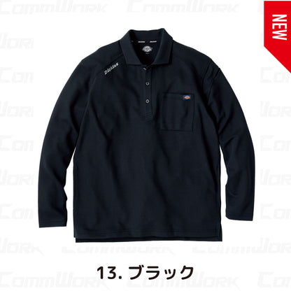 ディッキーズ D-6118 T/C 鬼鹿の子 長袖ポロ 接触冷感 高通気 UVカット 消臭 サイドポケット付 Dickies コーコス
