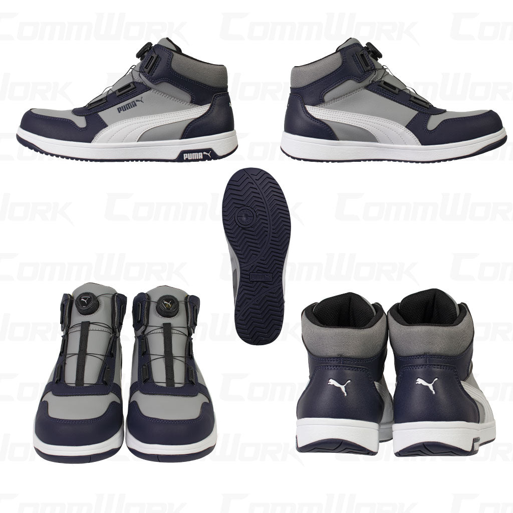 PUMA セーフティ FRONTCOURT DISC MID 安全靴 JSAA A種 ミッドカット ダイヤル式 静電 衝撃吸収 プロスニーカー プーマ