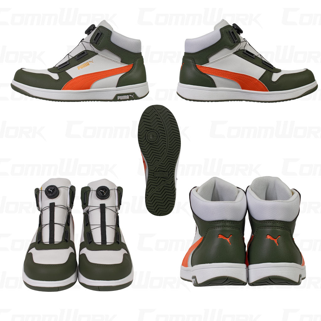 PUMA セーフティ FRONTCOURT DISC MID 安全靴 JSAA A種 ミッドカット ダイヤル式 静電 衝撃吸収 プロスニーカー プーマ