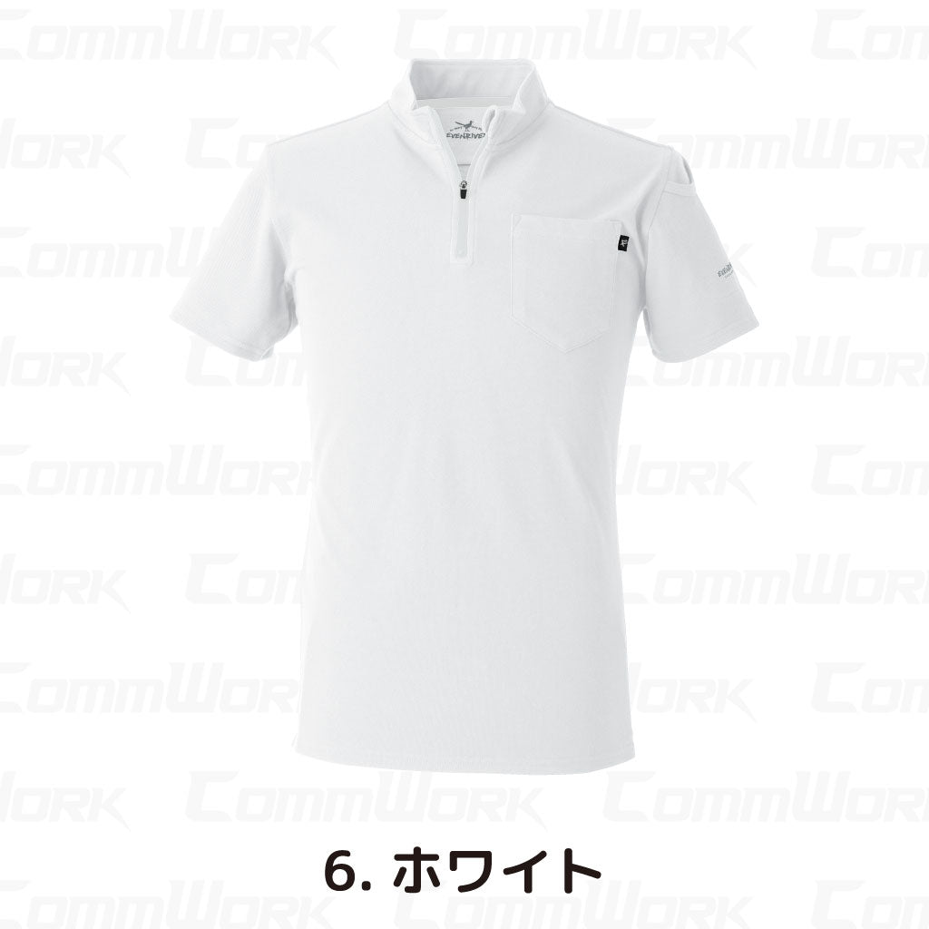 イーブンリバー NRS216 ヘビーウェイトジップネックTシャツ（半袖） やわらか肌触り 綿混 ジップネック 左肩ポケット付 作業服 半袖Tシャツ EVENRIVER