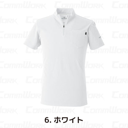 イーブンリバー NRS216 ヘビーウェイトジップネックTシャツ（半袖） やわらか肌触り 綿混 ジップネック 左肩ポケット付 作業服 半袖Tシャツ EVENRIVER