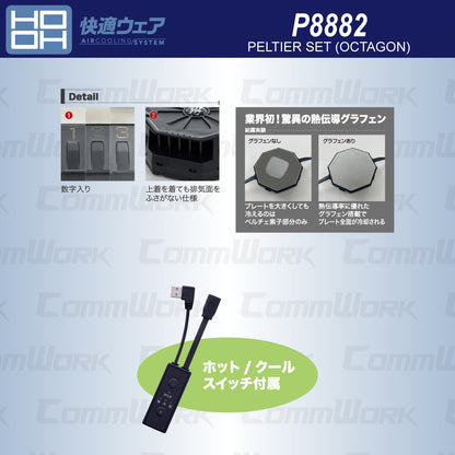 HOOH 快適ウェア P8882 ペルチェセット（八角形） グラフェン搭載 プレート全面冷却 ホット＆クール切替 最大－23℃ 村上被服