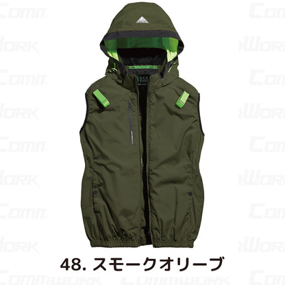 シンメン 05642 S-AIR フードリペルベスト フルハーネス対応 撥水 UVカット トリプルアイスポケット搭載 空調作業服